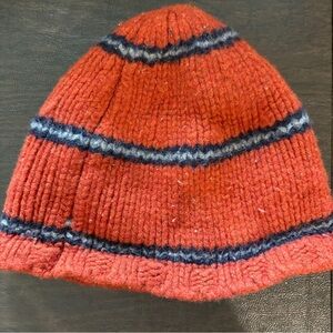 J. Crew Orange and Navy Cozy Knit Beanie